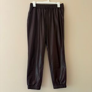 R|Label Faux Leather Joggers Pants Burgundy Small Vegan Leather